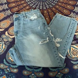 Moms jeans with large rips size 12